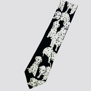 Surrey Dalmatian dogs men’s vintage tie black and white dog paw print